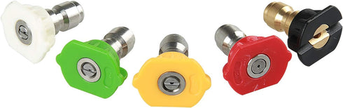 Sooprinse Pressure Washer Spray Nozzle Tips Multiple Degrees,1/4 inch Quick Connector 5 Packs(3.0 GPM) 0 Degrees,15 Degrees,25 Degrees,40 Degrees,...