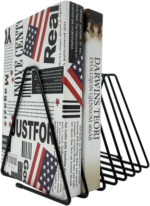 Book Organizer Magazine Holder, Desktop File Sorter Organizer Bookshelf Bookends Book End, Telescopic Bookend 7 Section (Black)...