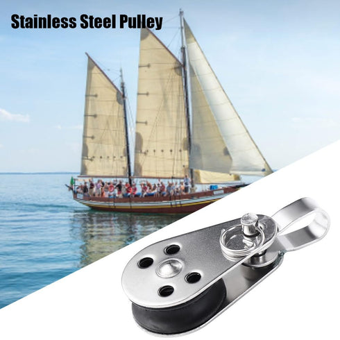 4PCS Stainless Steel Marine Pulley,Pulley Blocks,Bearing Lifting Wheel Tools Nylon Boat Accessories Power Transmission Parts Pulley Towing Wheel F...