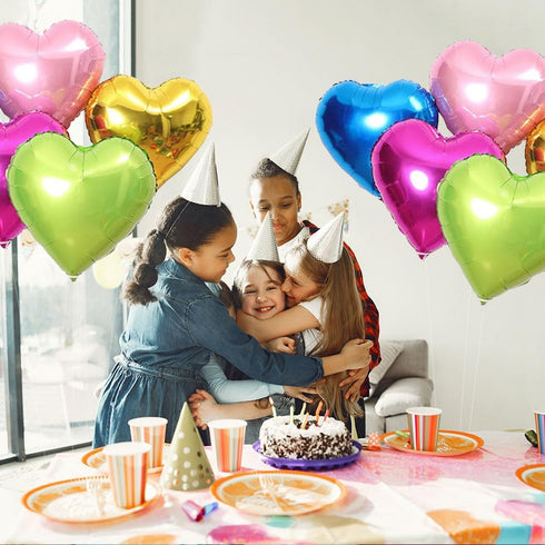 15pcs Heart Foil Balloon, 18inch Blue Gold Green Heart shap Mylar balloons for Romantic Love Wedding Birthay Party Decorations...
