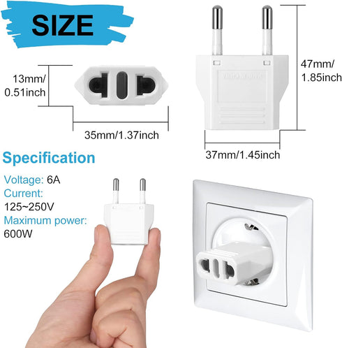 12 Pack European Plug Adapter, US to Europe Plug Adapter, European Adapter Type C Plug Adapter, Travel Adapter Europe, European Outlet Wall Plug A...