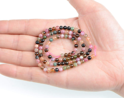 AD Beads Natural Watermelon Tourmaline Round Gemstone Beads15.5 (4mm)...
