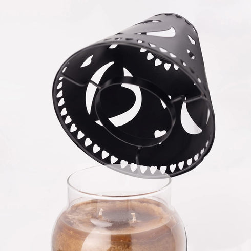 A Cheerful Giver Metal Candle Shade - Black Heart Decorative Tin Candle Shade Fits Most Cheerful Giver 16 oz. & Larger Jar Candles - Lovely Candle...