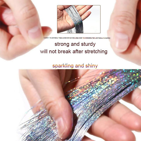 Hair Tinsel Kit With Tools 12 Colors Tinsel Hair Fairy Hair Heat Resistant Glitter Hair Sparkling Shiny Hair Tensile for Girls Kids...