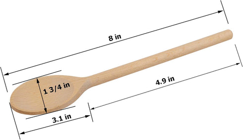 Mini 8-Inch Long Wooden Spoons, Oval Wood Mixing Spoons for Baking, Stirring -Sauce Spoons Made of Natural Beechwood - Set of 6 mini wooden spoons...