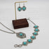 Pingyongchang Bohemian Turquoise Jewelry Sets for Women Turquoise Pendant Necklace, Vintage Turquoise Dangle Earrings,Retro Turquoise Collar Neckl...