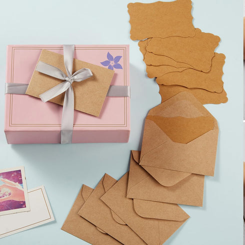 100 Pack Mini Envelopes with Colorful Blank Note Cards Small Self-Adhesive Envelopes Small Business Card Envelopes(4 x 2.7 Inches, Brown)...