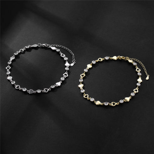 Gold Ankle Bracelets for Women 14K White Gold Plated Heart Charm Link Flat Anklets for Women Paperclip Beaded Zircon Chain Anklet...