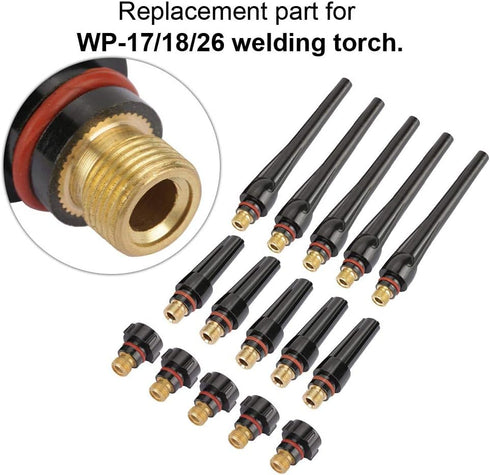 Fafeicy 57Y02(Long) 57Y03(Medium) 57Y04(Short) Back Caps, for TIg Welding Torch WP-17/18/26 Tig Welding Back Caps High Temperature Resistance(15pc...