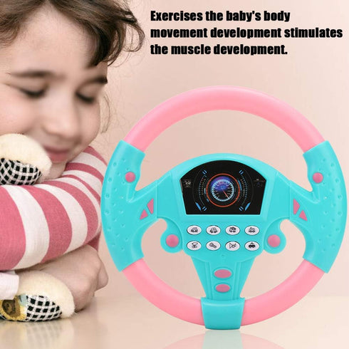 Rosvola Toy Steering Wheel, Steering Wheel Tool, Copilot Steering Wheel Tool, Easy Operation Portable Toddler Girls Boys Children for Kids (Pink B...