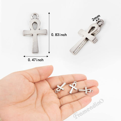 Framendino, Cross Charms Pendants Vintage Mini Cross Charm for DIY Crafts Jewelry Making Earring Necklace Bracelet Ankle Keychain Bronze...