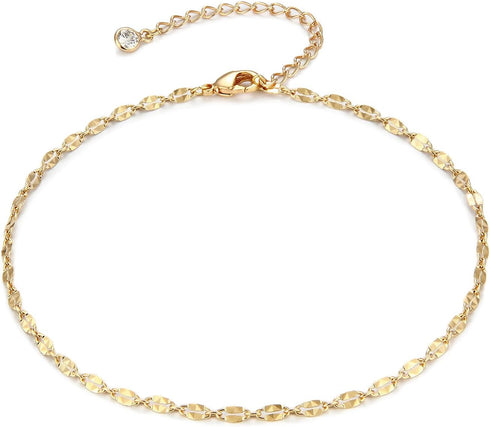 Gold Lace Chain Anklet,14K Gold Plated Boho Cute Dainty Foot Chain Ankle Bracelet Chain Anklet for Women...