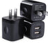 Black USB Wall Adapter, Charging Block, 3Pack Dual Port 2.1A Fast Wall Charger Brick Base Cube USB Plug Outlet Phone Charger Box for iPhone 16e 16...