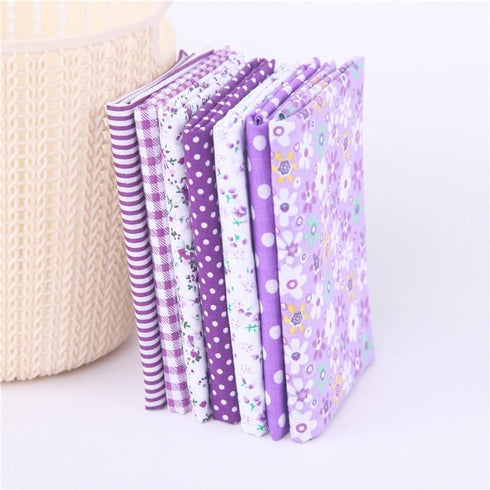 7Pcs Top Purple Cotton Craft Fabric Bundle Squares Patchwork DIY Sewing Scrapbooking Quilting Floral Dot Pattern Craft and Hobby Fabric 10" x 10" ...