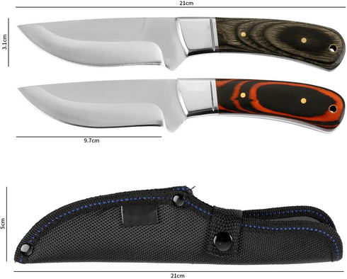 DOOM BLADE 8.27" Fixed Blade Hunting Knife with Sheath,Survival Knife,Bowie Knives,440C Stainless Steel Blade with Wood handle,Multifunction,Full ...