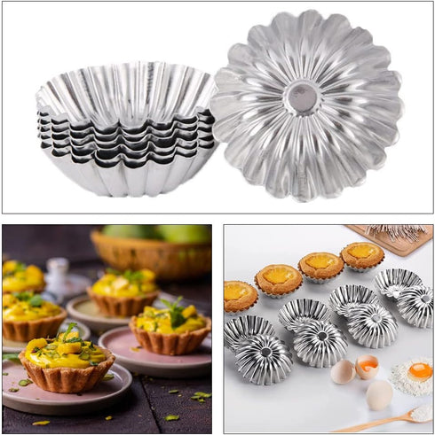 12 Pcs Aluminum Alloy Cake Pie Tins Mini Tart Pie Pan Cake Cup Jelly Mold Bakeware Cake Pans for Pie Tart Cake Baking Tool...
