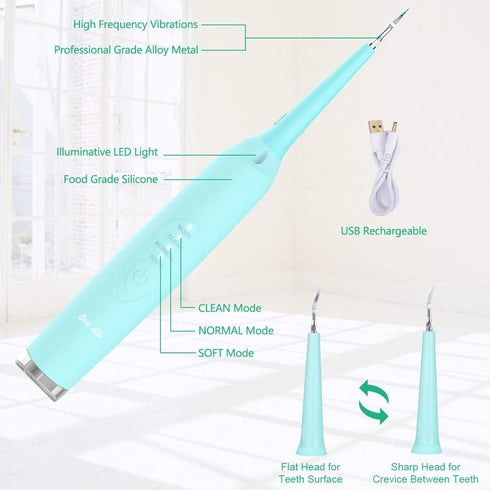 Electric Dental Calculus Remover, Sonic Tooth Scraper Plaque Tartar Stain Remover for Teeth High Frequency Vibration Teeth Cleaning Tools Kit with...