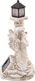 Solar Powered Garden Ornaments, Decorative Fairy Statue with Solar Lantern Light Outdoor Garden Decoration Ornament Table Top Sculpture Lighting W...