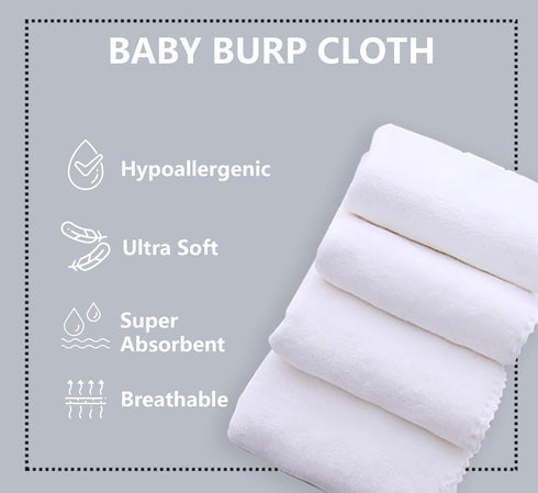 8 Pack Large Burp Cloths for Baby - 20" by 10" Ultra Absorbent Burping Cloth, Baby Washcloths, Newborn Towel - Milk Spit Up Rags - Burpy for Unise...