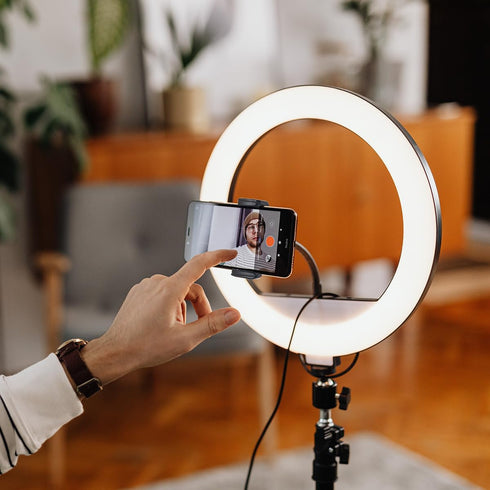 2 Pack Universal Ring Light Phone Holder Flexible Ring Light Phone Attachment with Hot Shoe and 1/4 Adapter Cell Phone Mount for Ring Light and Tr...