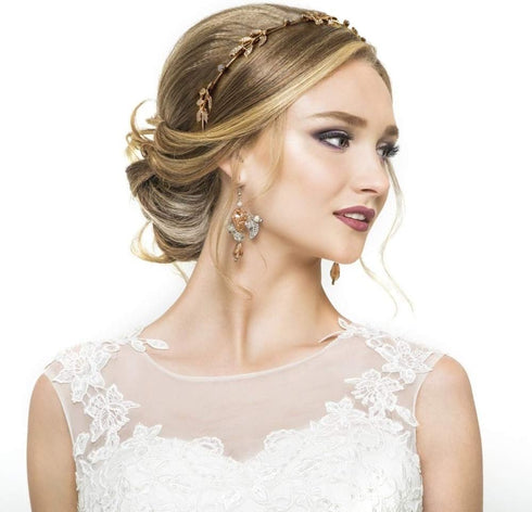 NODG 2-Piece Leaf Tiaras - Silver Leaf Headbands with Crystal Gold Tiaras for Women's Bridal Headpiece & Wedding Hair Accessories...