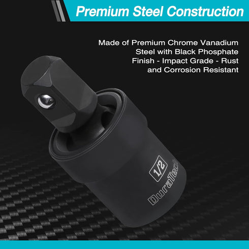 DURATECH 3-Piece Impact Universal Joint, 1/4", 3/8" and 1/2" Drive Swivel Socket Set, U Joint Sockets, Premium CR-V Steel, Full Impact Grade...