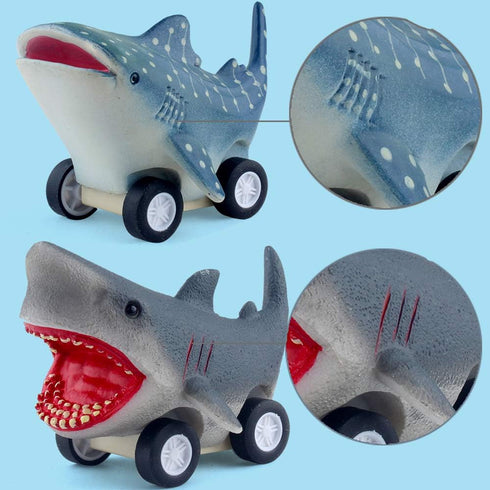 DINOBROS Sea Animal Pull Back Toy Cars Playset Ocean Game Set of 12Pcs Great White Shark Dolphin Killer Whale Toys for boys and toddlers 3 Year Ol...