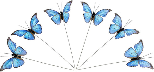 Berfutall-Morpho Butterfly Feather Butterflies on Picks Floral Supplies Set of 12 pcs Halloween Thanksgiving Decorations…...
