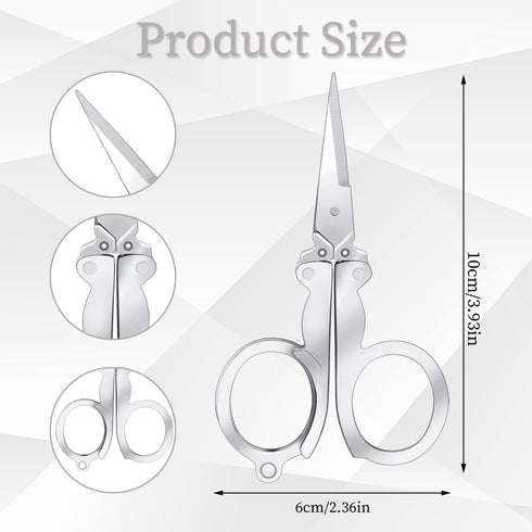 8 Pcs Stainless Steel Small Scissors Folding Scissors, Pocket Portable Foldable Travel Scissors Tiny Mini Craft Cutter for Home Travel, Silver...