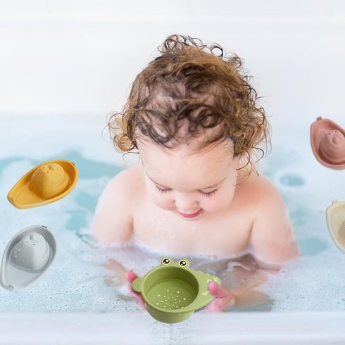Bath Toys, 14-Piece Water Table Toys with Stacking Cups and Bath Boats for Toddlers 1-3, Pool Toys for Toddlers 1-3, Bath Tub Toys for Baby Toddle...
