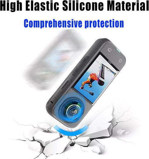 Protective Case Compatible with Insta360 X4 Replacement for Insta 360 X4 Lens Cap Camera Silicone Protective Cover Accessories Kit includes Buckle...