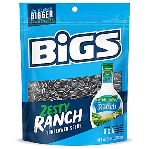 BIGS Sunflower Seeds, Hidden Valley Zesty Ranch Flavor, 5.35 oz....