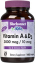 Bluebonnet Nutrition Vitamin A & D3 10,000 IU/400 IU from Deep Sea, Cold Water, Fish Oil - For Eye Health & Immune Function* - Gluten Free -Dairy ...