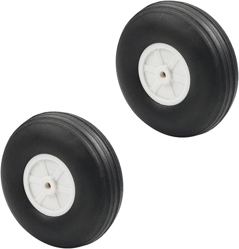 Fielect 3 inch RC Model Airplane Super Light Sponge Tire Tail Wheel Tire and Wheel Sets for RC Car Airplane PU Sponge Tire with Plastic Hub 2 Pcs...