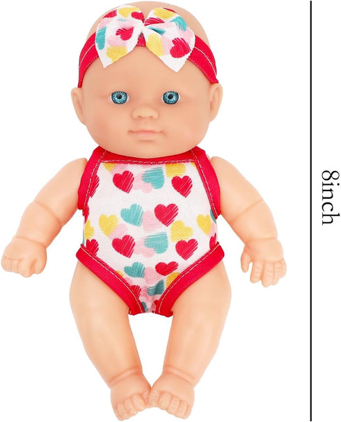 ONEST 2 Sets 8 Inch Dolls Cute Baby Dolls Include 2 Pieces Baby Mini Dolls, 2 Sets Handmade Doll Clothes...