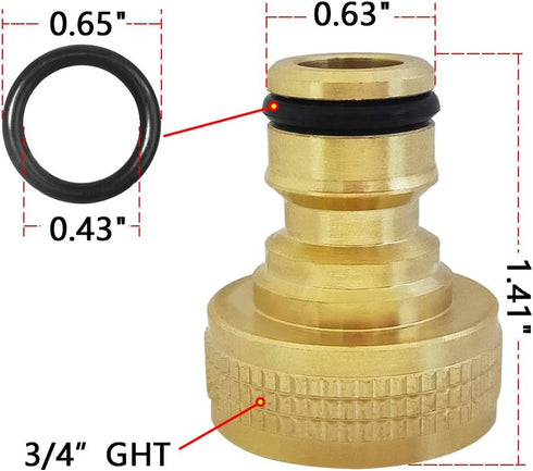 HQMPC Garden Hose Quick Connect Solid Brass Quick Connector Garden Hose Fitting Water Hose Connectors 3/4 inch GHT (2SETS)...