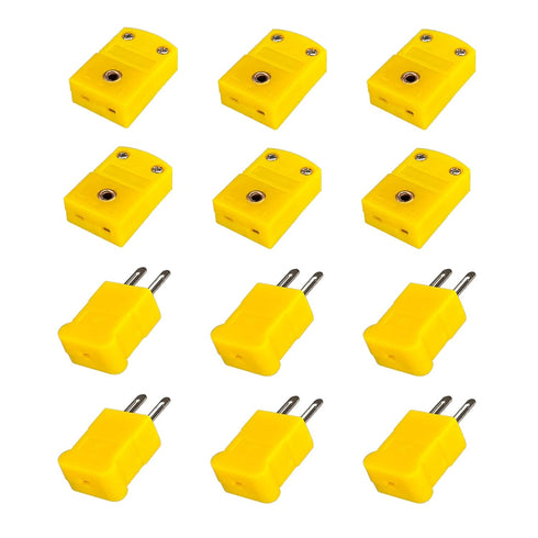 K-Type Thermocouple Connector Adapter Cable Connector 6 Pairs Male and Female Plugs...