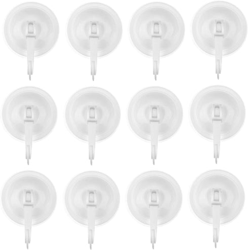 Suction Cup Hooks, Pack of 12 - Locking System - Extra Strong Vacuum Suction Power - Ideal Kitchen or Bathroom Hangers - For Towels, Bathrobes, Co...