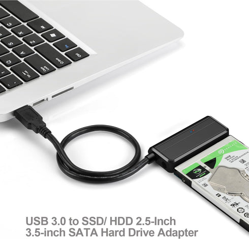 SATA to USB 3.0 Adapter, USB to SATA III Cable External Hard Drive Converter for 2.5 3.5 inch HDD/SSD Data Transfer Support UASP includes 12V/2A P...