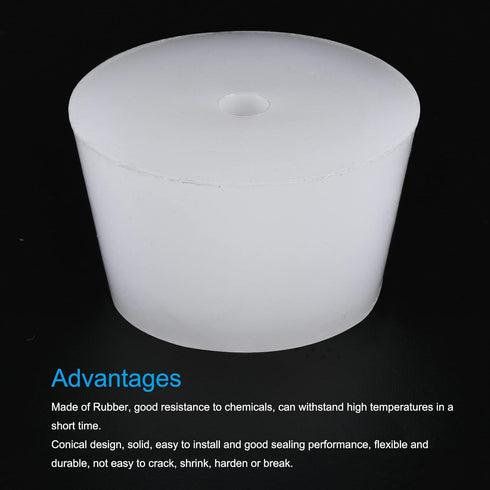 MECCANIXITY Silicone Rubber Tapered Plug 42mm to 52.7mm with Hole White for Powder Coating, Painting, Anodizing, Plating, Sandblasting, Laboratory...