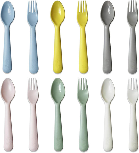 Kids Spoons and Forks Toddler Utensils Plastics Reusable Silverware Baby Cutlery Set Feeding Dinnerware Utensils BPA Free Microwave Dishwasher and...