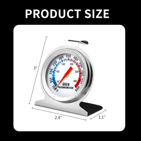 Hanging Oven Thermometer Large Dial Oven Thermometer 50-300°C/100-600°F Accurate Temperature Gauge for Gas Electric Oven Instant Read Numbers Stai...