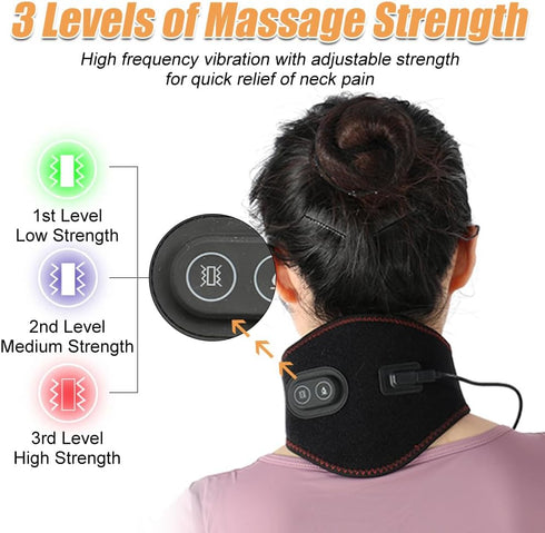 Portable Heating Pad for Neck with Massager Heated Neck Wrap for Neck Pain Relief 3 Adjustable Temperature and 4 Massage Modes Hot Compress Neck T...