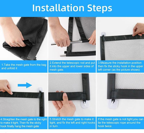 Foldable Mesh Dog Gate Indoor No Drill Pet Gates Portable Puppy Guard Isolation Fence Pet Screen Door for Doorways, Stairs, Hallways 71" x 31.5" 4...
