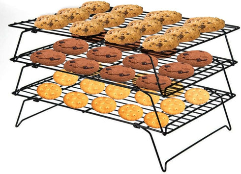ShellKingdom Cooling Racks, Stainless Steel Non-Stick Baking Racks And Oven Safe Wire Cool Racks for Cookies, Cakes and Baking,3-Tier,Foldable...