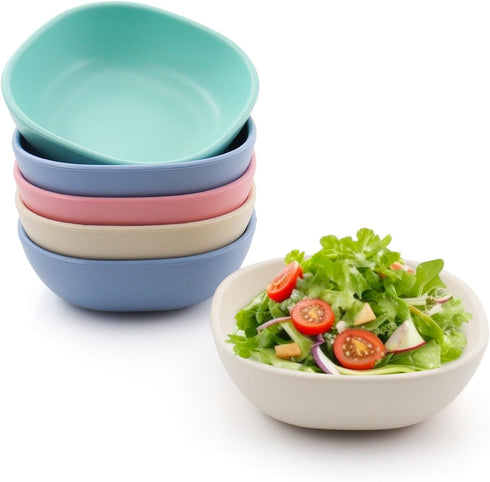 4.5 OZ 6 Psc Mini Wheat Straw Small Dessert Bowls, Unbreakable Dipping Saucers for Side Dishes, Snack Bowls, Small Bowls for Kitchen, Stacked Pinc...