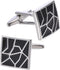 Square Classic Black Cufflinks for Men Lady In Gift Case Silver Tone Irregular Geometric Pattern Men's Cufflinks Jewelry for Wedding Anniversary B...
