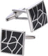 Square Classic Black Cufflinks for Men Lady In Gift Case Silver Tone Irregular Geometric Pattern Men's Cufflinks Jewelry for Wedding Anniversary B...