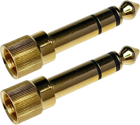 CESS 2-Pack 1/4" Stereo Phone Screw-On Adapter - Male 1/8" to Male 1/4" - 3.5mm Stereo to 6.35mm Stereo...