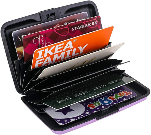 ELFISH RFID Blocking Credit Card Protector Aluminum ID Case Hard Shell Business Card Holders Metal Wallet for Men or Women (Purple)...